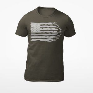Bella Canvas Tee American Flag Made of Tools